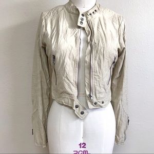 Bar III Cropped Faux Leather Moto Jacket